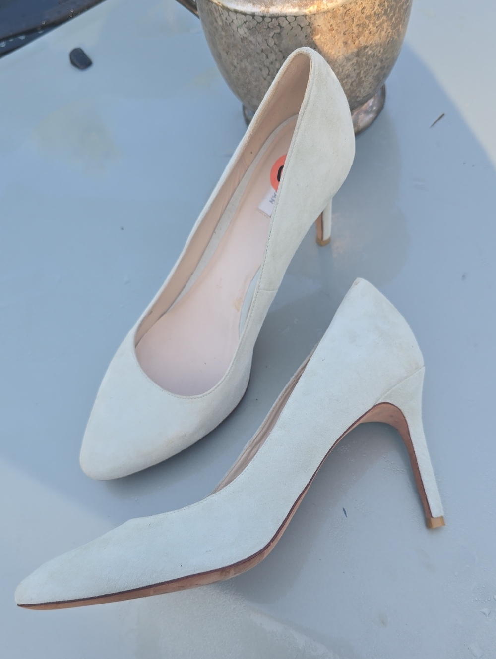 Cole Haan Bethany Pumps Suede Pointed-Toe Grey Jade Never Worn  Sz 10